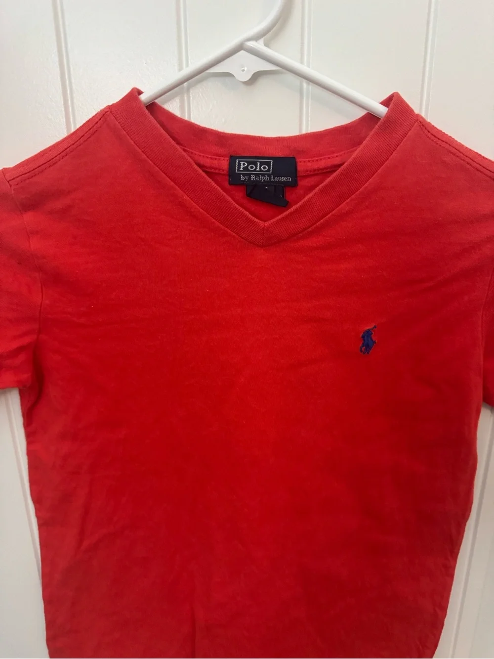 Ralph Lauren Red V-Neck Polo Tee boys size 7